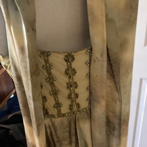 Hand dyed and beaded silk long dress - Picture 3 of 6